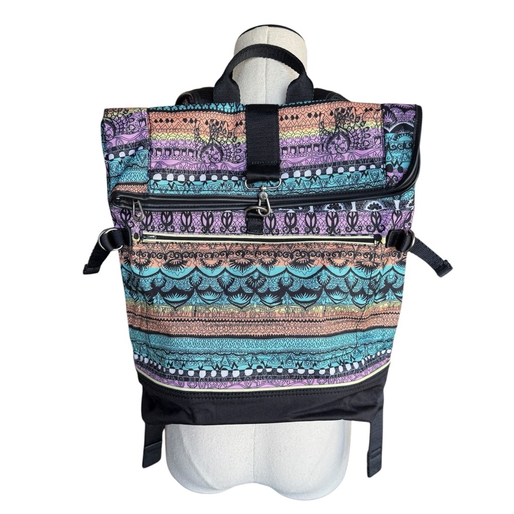 Sakroots Boho Convertible Roll Over Backpack Tote Multi Function Laptop Bag
